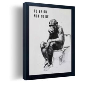 NWT To Be Or Not To Be Monkey Minimalist Wall Art - Black and White “11x14”